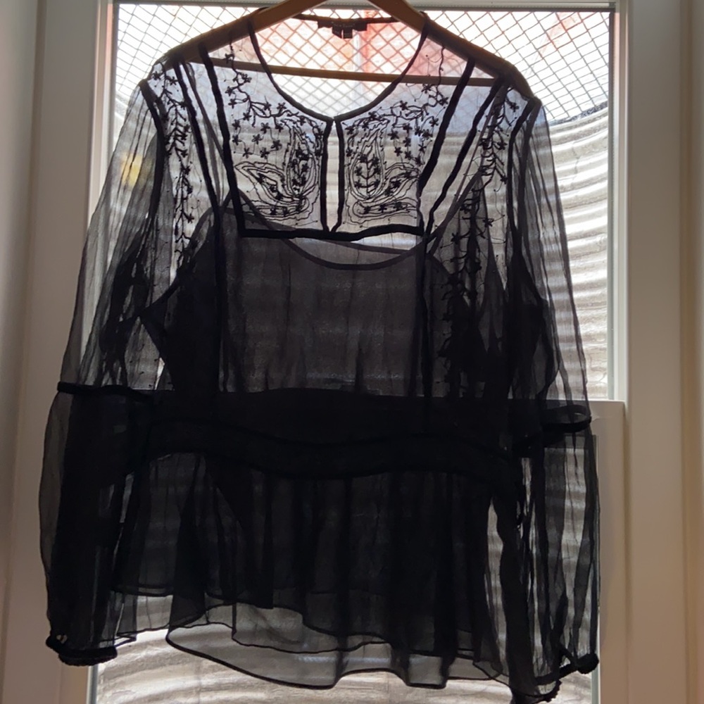 Size 2X ECI New York Black sheer blouse